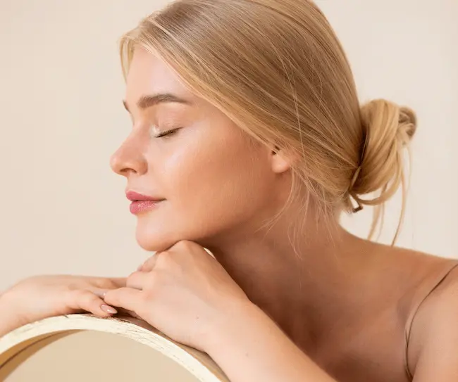 woman after rosacea laser treatment