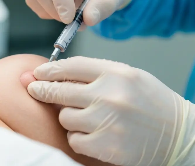 Labia puffing injection by doctor