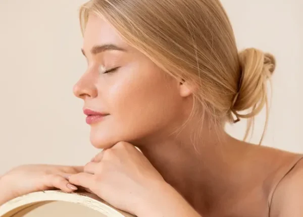 woman after rosacea laser treatment