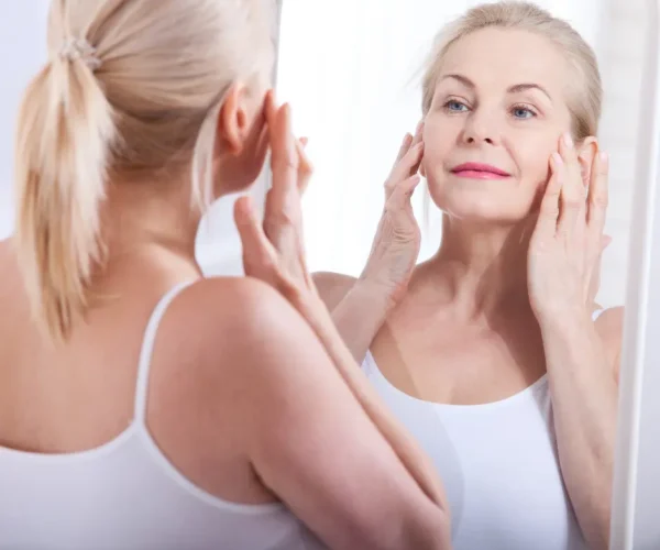 old woman with smooth young skin