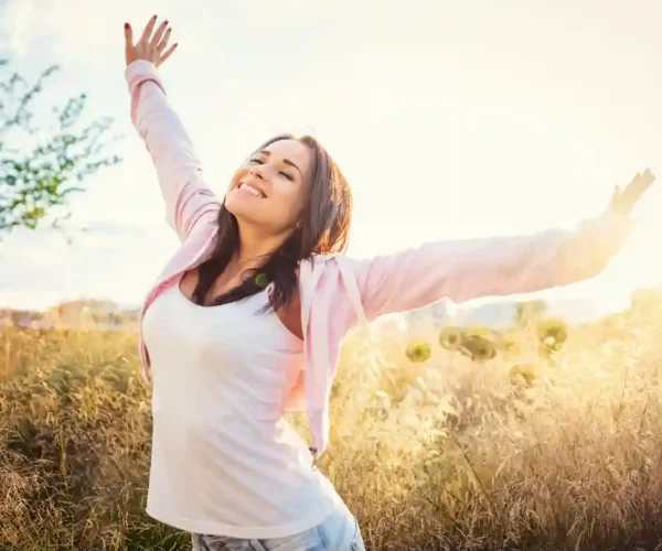 woman happy after treatment of spider veins